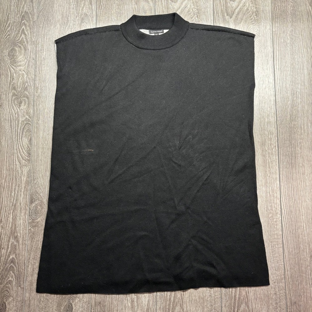 Eileen Fisher Black Organic Cotton Tencel Mock Neck Sleeveless Sweater Tunic S